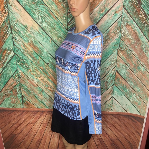 Kari Traa Lilja Puffin Pattern Warm Long Sleeve Shirt Pastel Light Blue - Picture 8 of 11